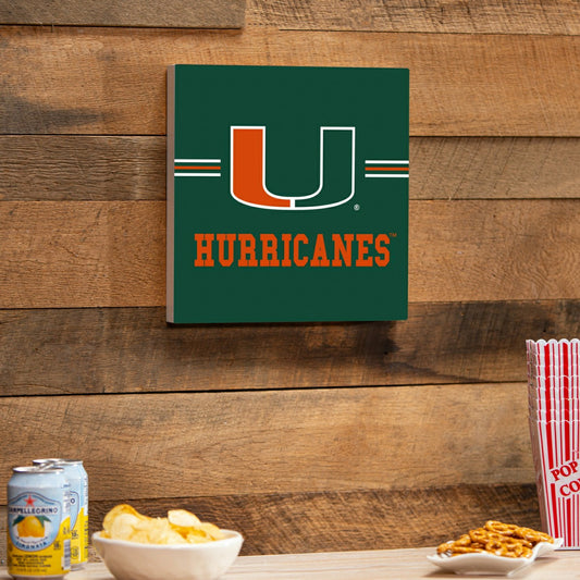 Team Sports America Everyday - University of Miami Wood Wall Sign, 12x12
