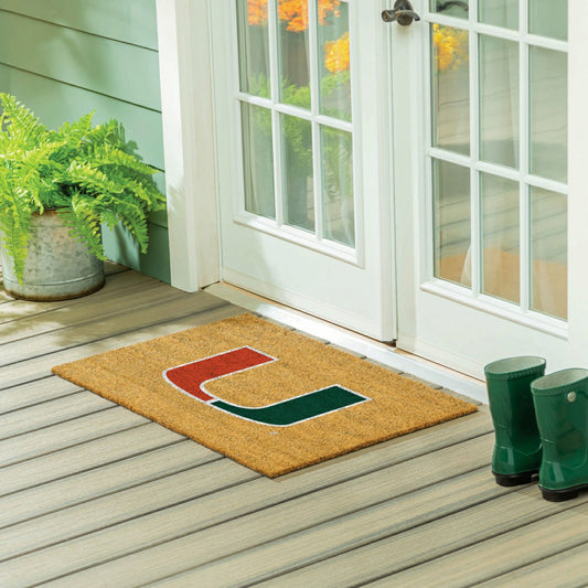 Team Sports America Recommended - University of Miami Large Full Color Coir Mat, 36"x24"