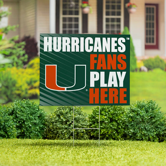 Team Sports America Exclusive - University of Miami Coroplast Yard Sign "Fans Play Here"