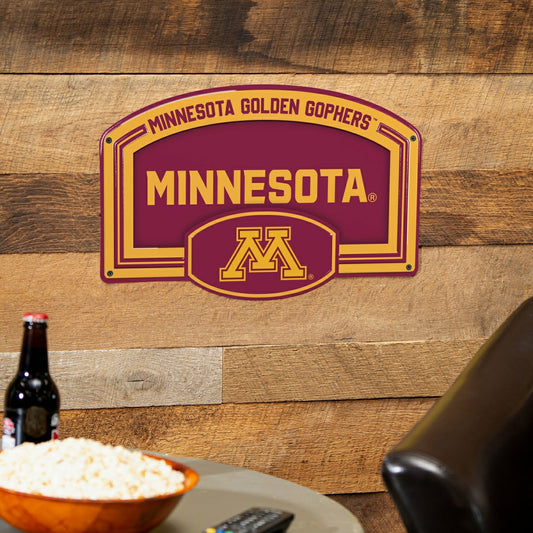 Team Sports America Recommended - University of Minnesota USA Embossed Steel Wall Sign, 11" x 17"