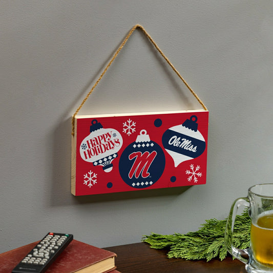 Team Sports America Value - University of Mississippi Holiday Wood Wall Sign, 6x11