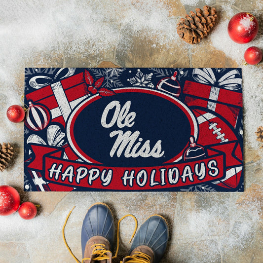 Team Sports America Essential - University of Mississippi Holiday PVC Mat, 28"x16"