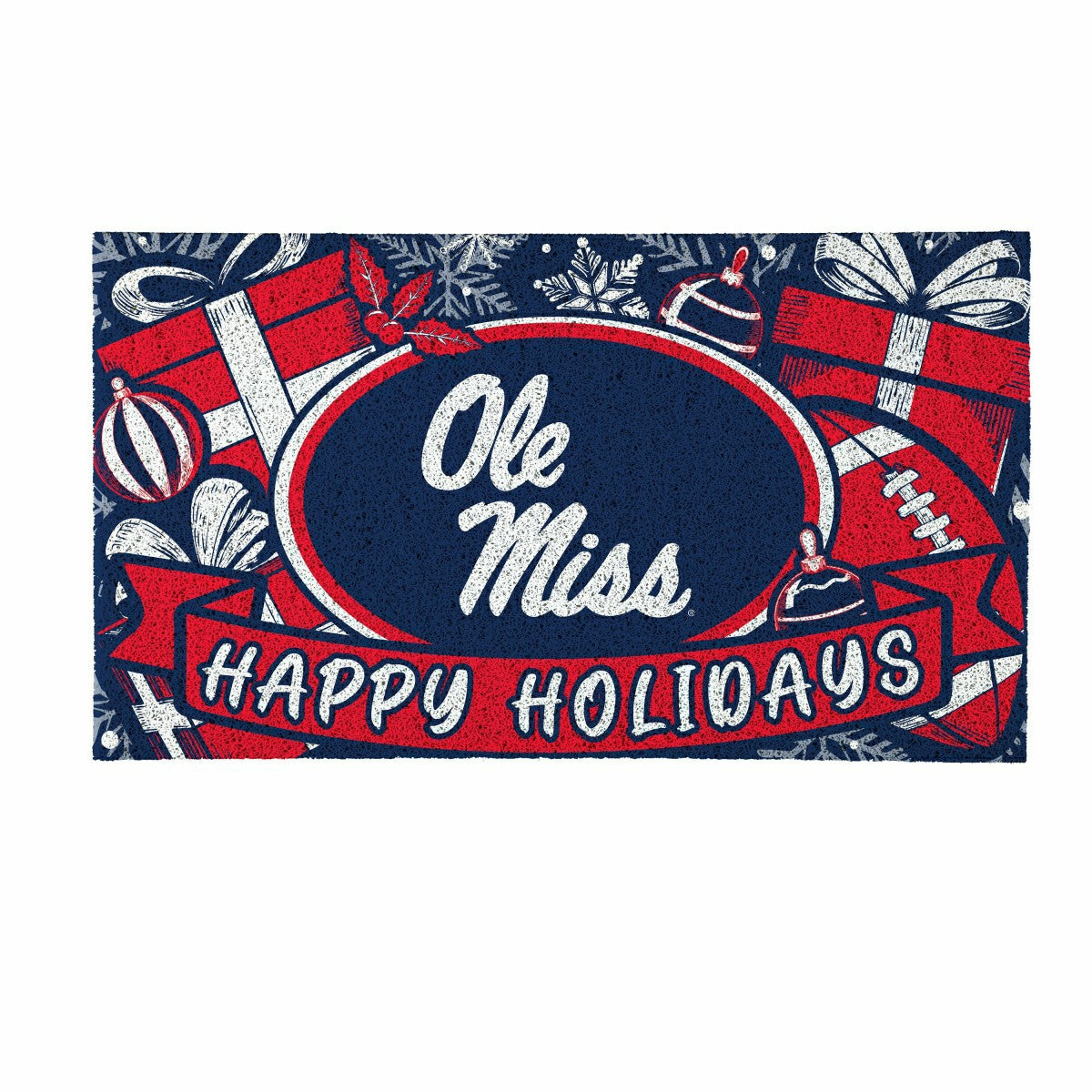 Team Sports America Essential - University of Mississippi Holiday PVC Mat, 28"x16"