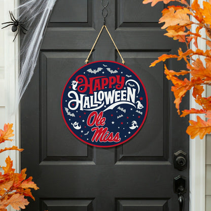Team Sports America Trending - University of Mississippi Halloween Round Door Décor with Hanging Rope