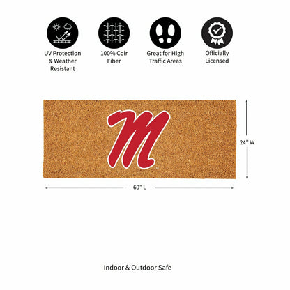 Team Sports America Signature - University of Mississippi Extra Large Full Color Coir Mat, 60"x24"