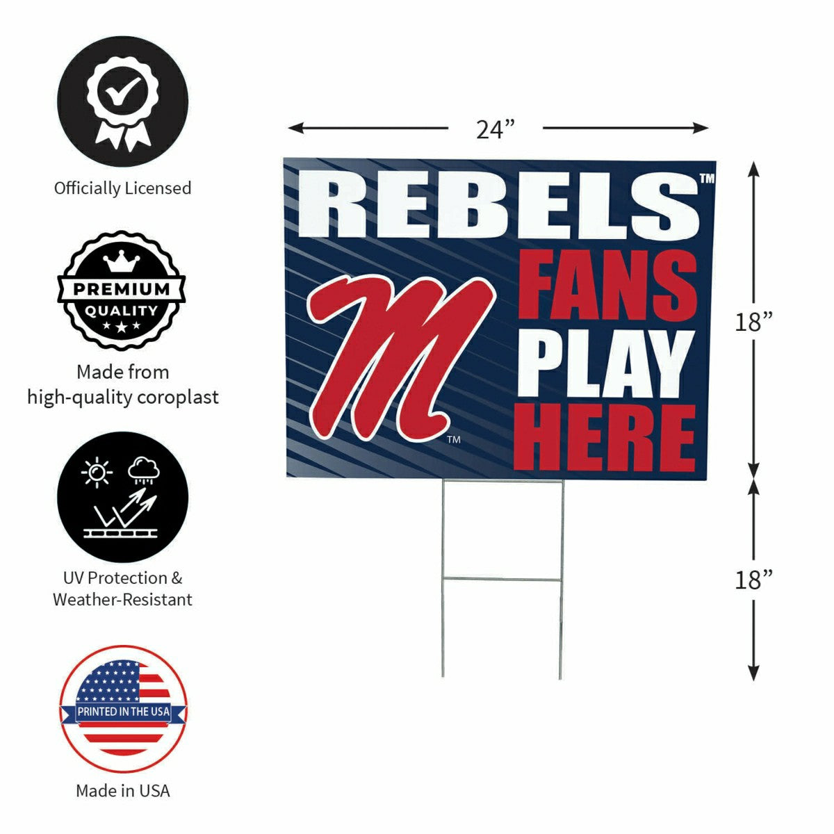 Team Sports America Everyday - University of Mississippi Coroplast Yard Sign "Fans Play Here"