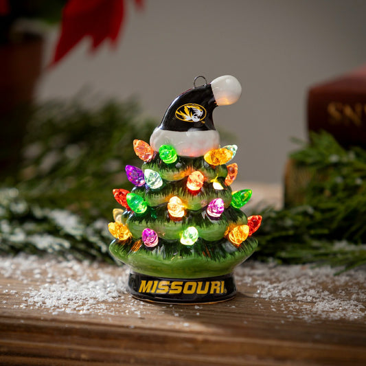 Team Sports America Best Seller - 4" Mini LED Tabletop Christmas Tree, Set of 2, University of Missouri