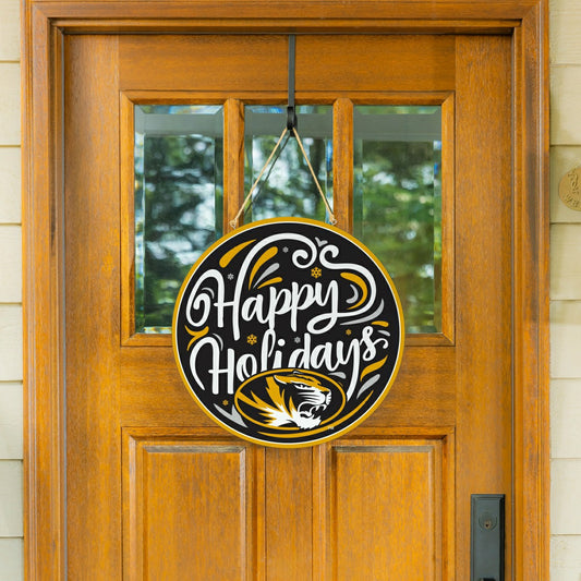Team Sports America Classic - University of Missouri Holiday Round Door Décor with Hanging Rope, 18x