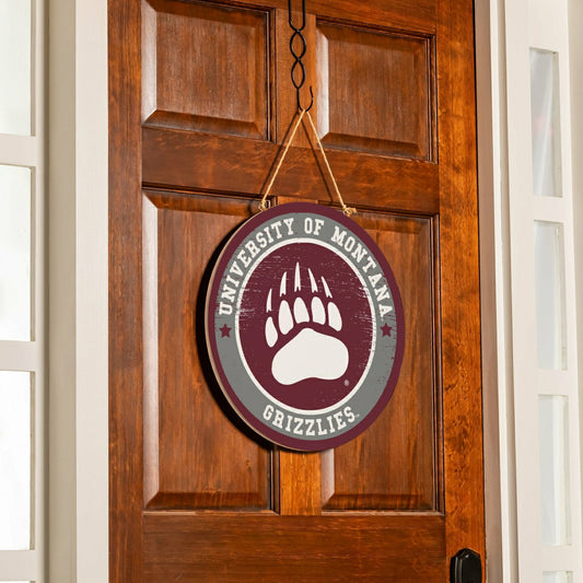 Team Sports America Everyday - University of Montana Round Door Décor with Hanging Rope, 18x18