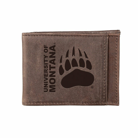 Team Sports America Classic - Front Pocket Wallet w/ RFID Blocking, University of Montana, Brown