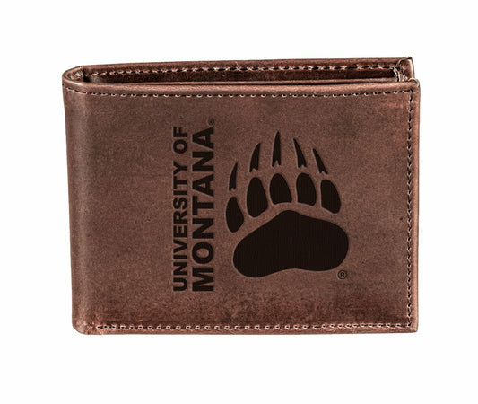Team Sports America Everyday - University of Montana, Bi-Fold Wallet, Brown, CH, 100% Genuine Leather