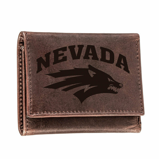 Team Sports America Essential - University of Nevada, Reno, Tri-Fold Wallet, Brown, CH, 100% Genuine L