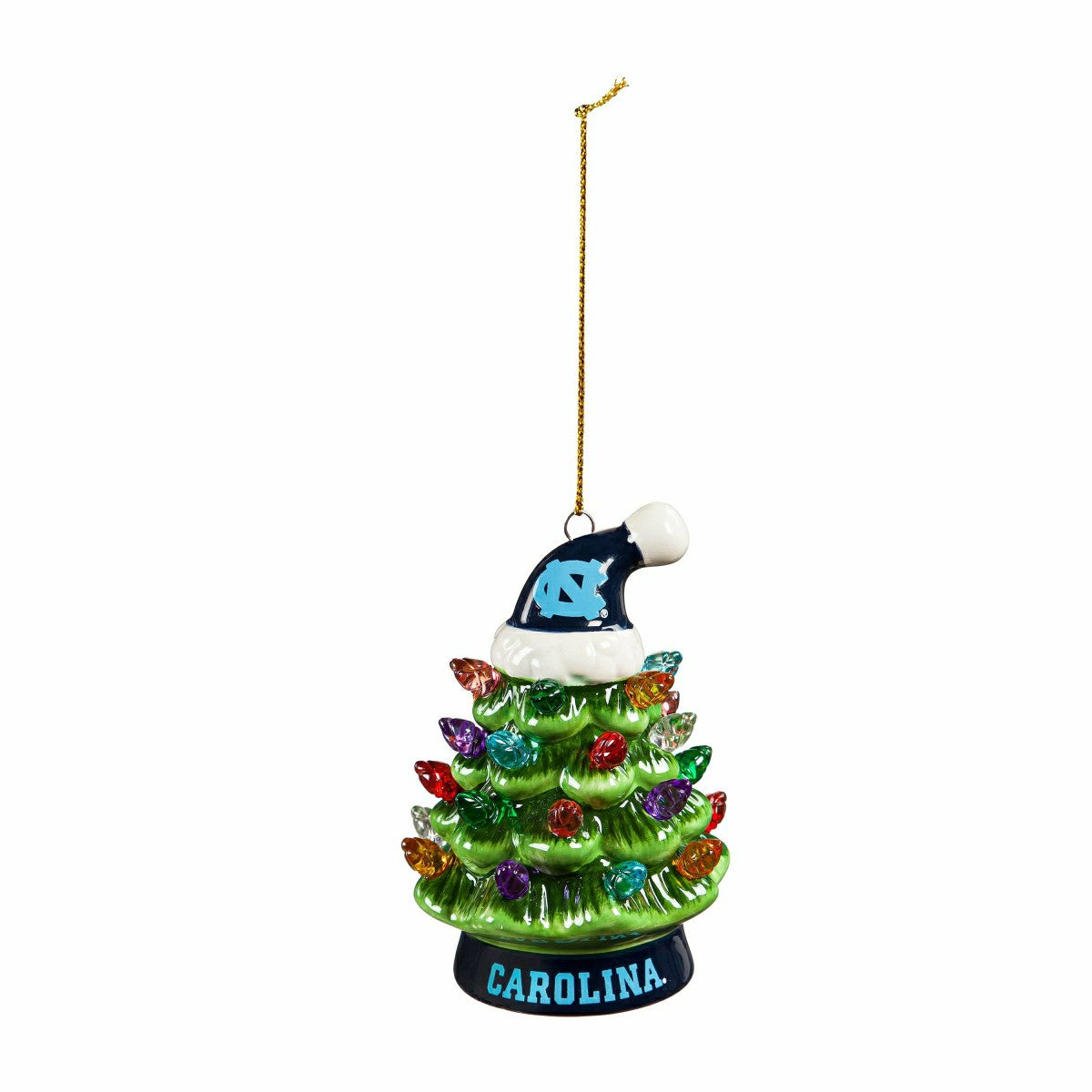 Team Sports America Trending - 4" LED Ceramic Christmas Tree Ornament with Team Santa Hat, University