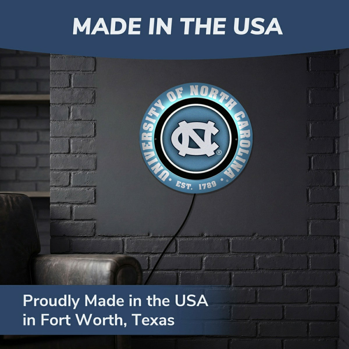 Team Sports America Best Seller - University of North Carolina, Metal Lite, Round