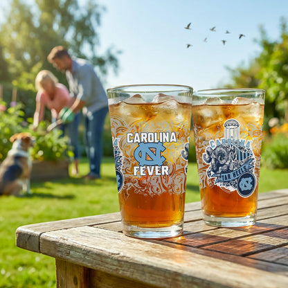 Team Sports America Recommended - University of North Carolina 16oz Glass pint, Set of 2