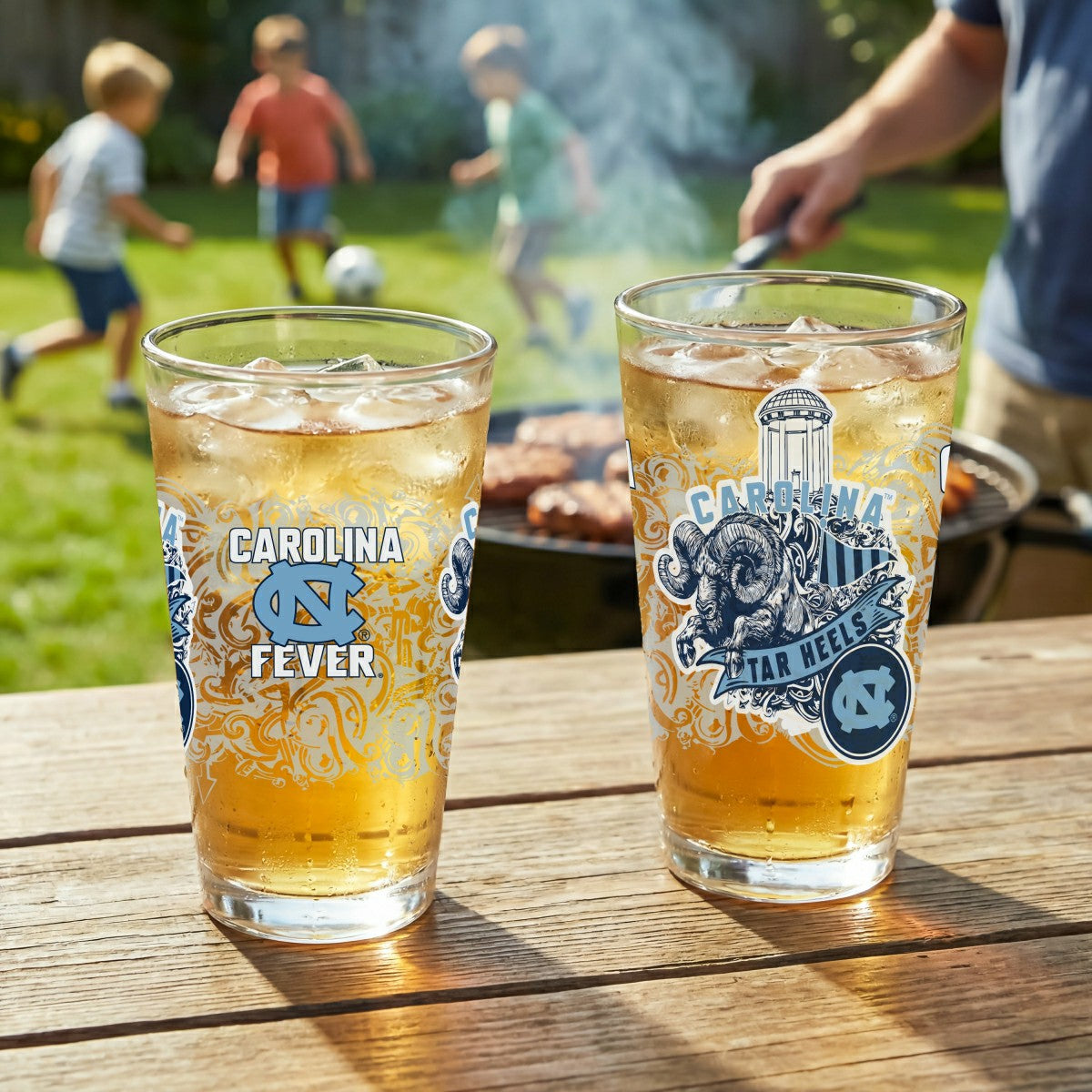 Team Sports America Recommended - University of North Carolina 16oz Glass pint, Set of 2