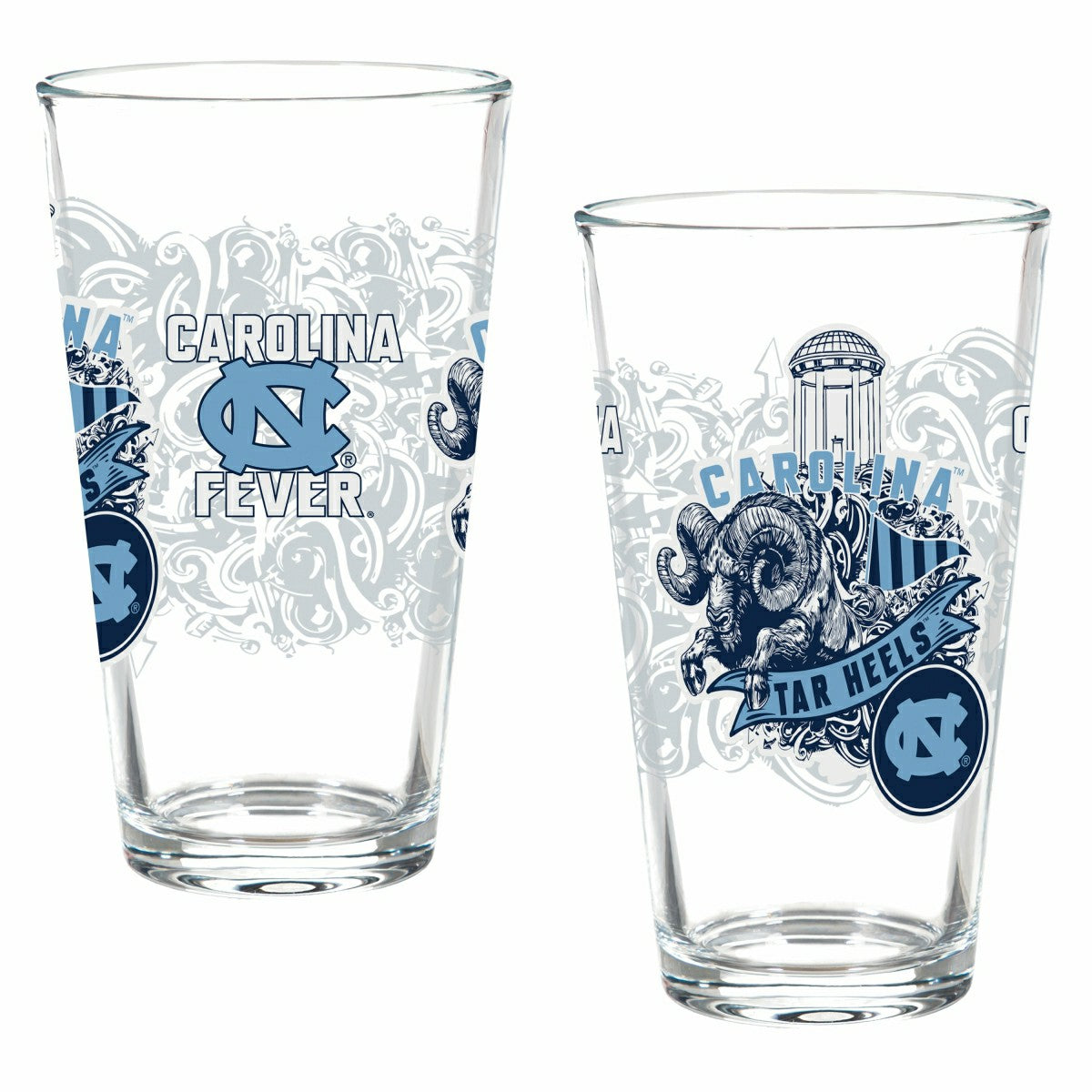 Team Sports America Recommended - University of North Carolina 16oz Glass pint, Set of 2