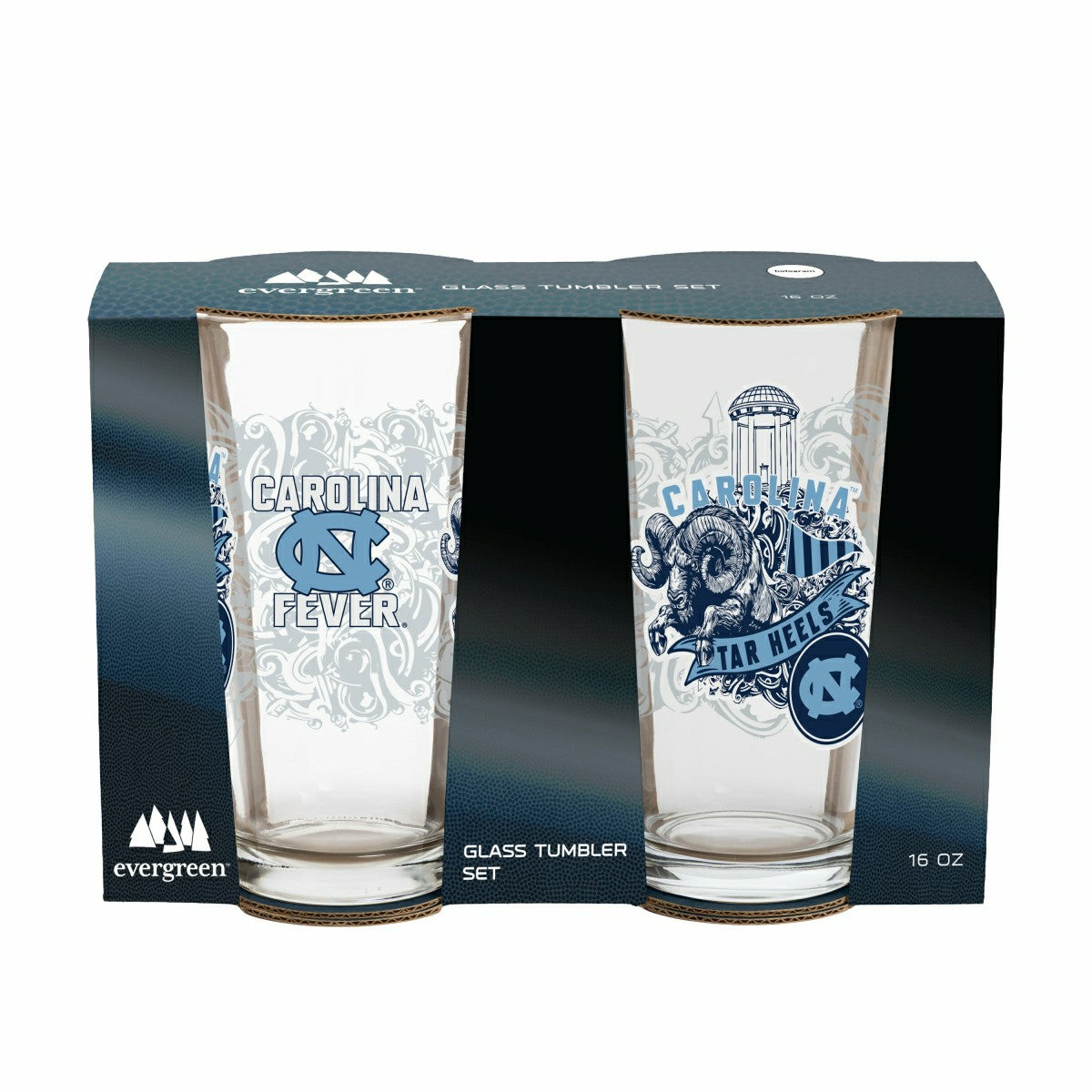 Team Sports America Recommended - University of North Carolina 16oz Glass pint, Set of 2