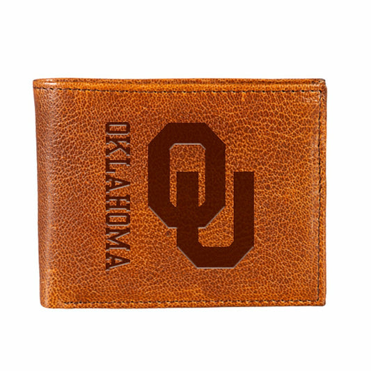Team Sports America Signature - University of Oklahoma, Embossed 100% Genuine Tumbled Leather Passcase