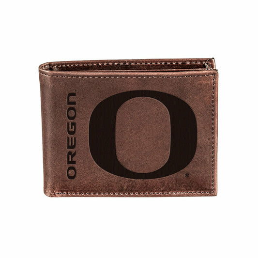 Team Sports America Essential - University of Oregon, Bi-Fold Wallet, Brown, CH, 100% Genuine Leather