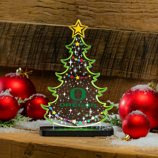 Team Sports America Essential - University of Oregon College Holiday Tree Desklite LED Decor