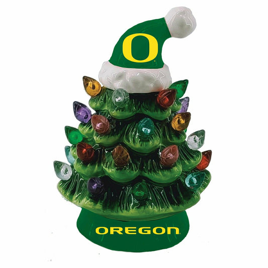 Team Sports America Trending - 4" Mini LED Tabletop Christmas Tree, Set of 2, University of Oregon