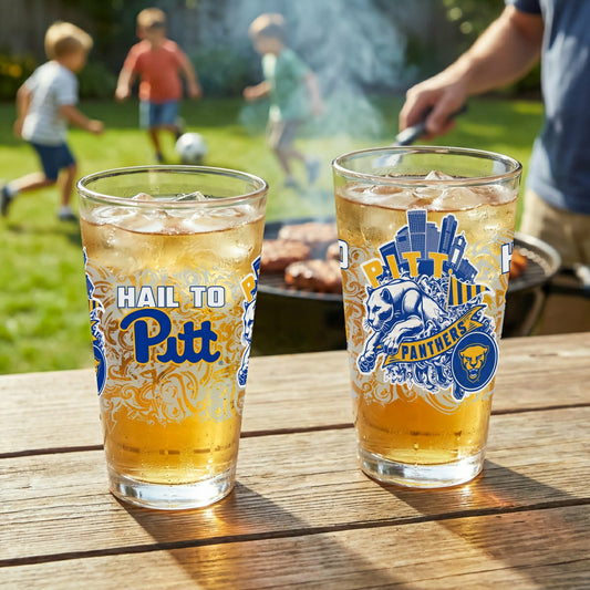 Team Sports America Classic - University of Pittsburgh 16oz Glass pint, Set of 2