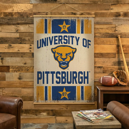 Team Sports America Value - University of Pittsburgh, Canvas Wall Tapestry, Large, 54x36