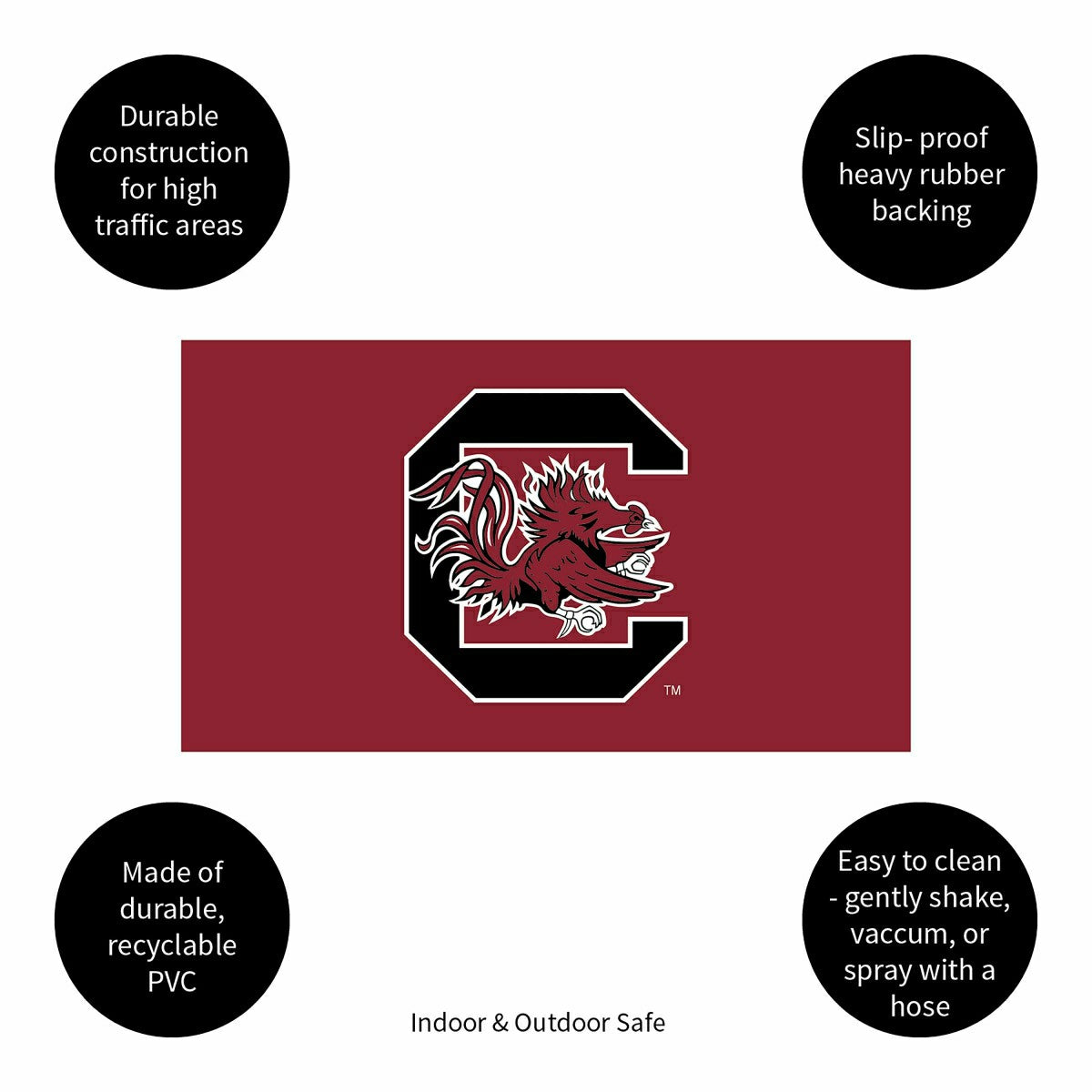 Team Sports America Signature - Full Color PVC Mat, 16" x 28", University of South Carolina