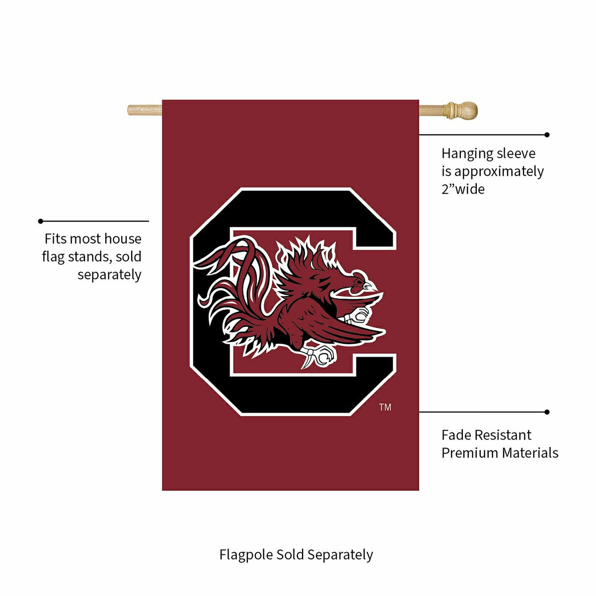 Team Sports America Everyday - University of South Carolina Applique House Flag