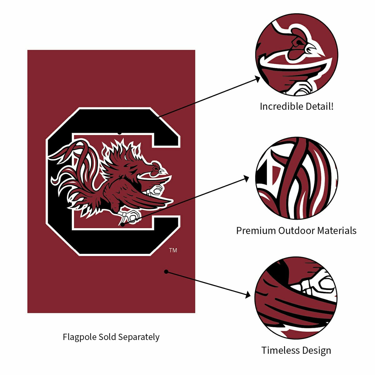 Team Sports America Everyday - University of South Carolina Applique House Flag