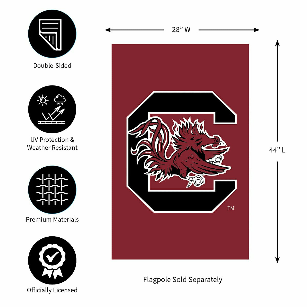 Team Sports America Everyday - University of South Carolina Applique House Flag