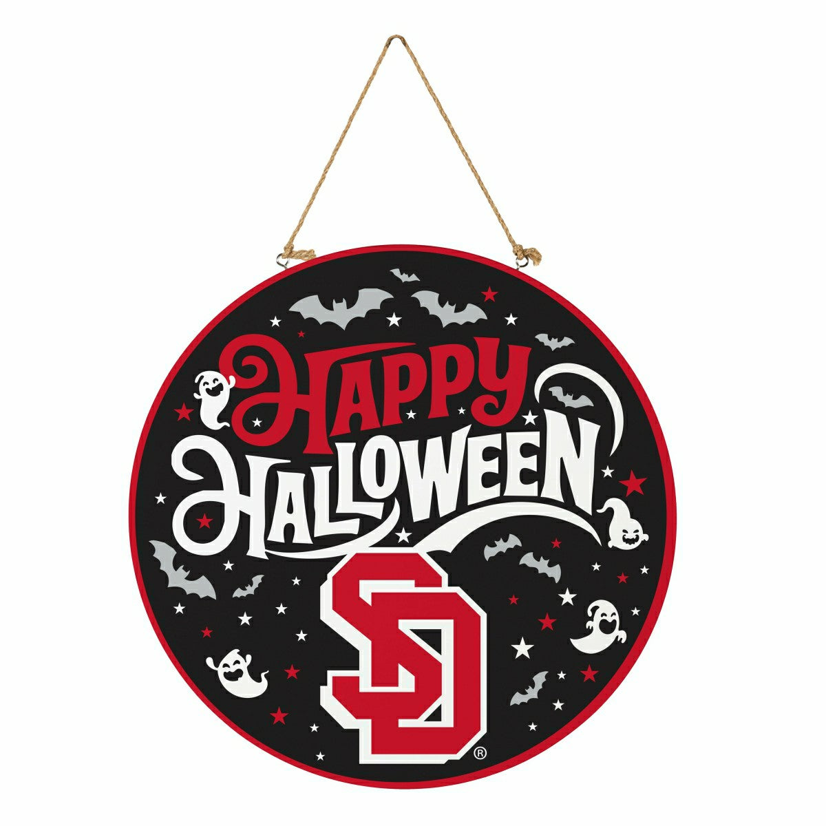 Team Sports America Essential - University of South Dakota Halloween Round Door Décor with Hanging Rop