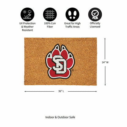 Team Sports America Recommended - University of South Dakota Large Full Color Coir Mat, 36"x24"