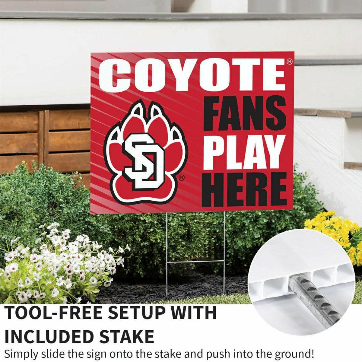 Team Sports America Exclusive - University of South Dakota Coroplast Yard Sign "Fans Play Here"
