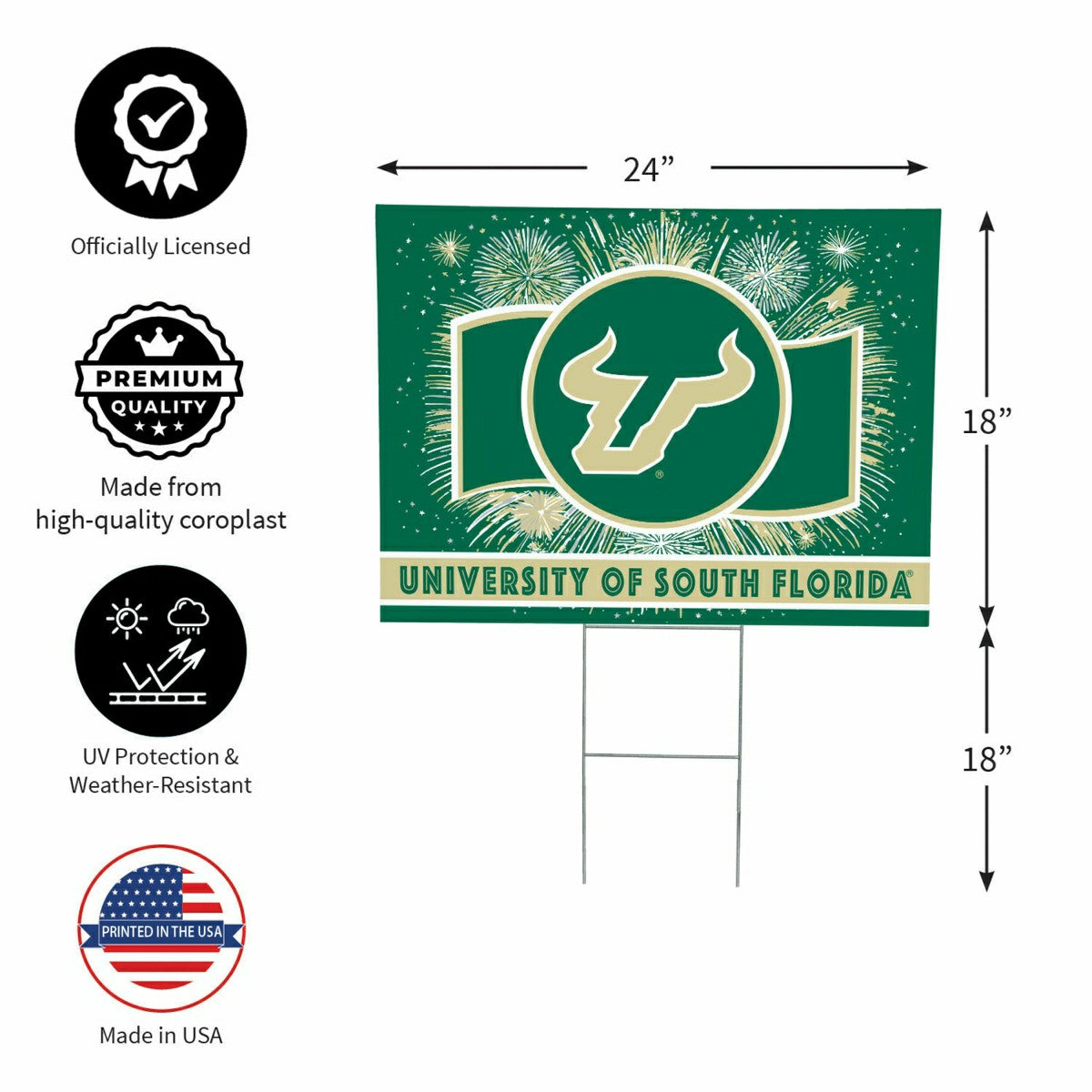 Team Sports America Everyday - University of South Florida Yard Sign, Patriotic