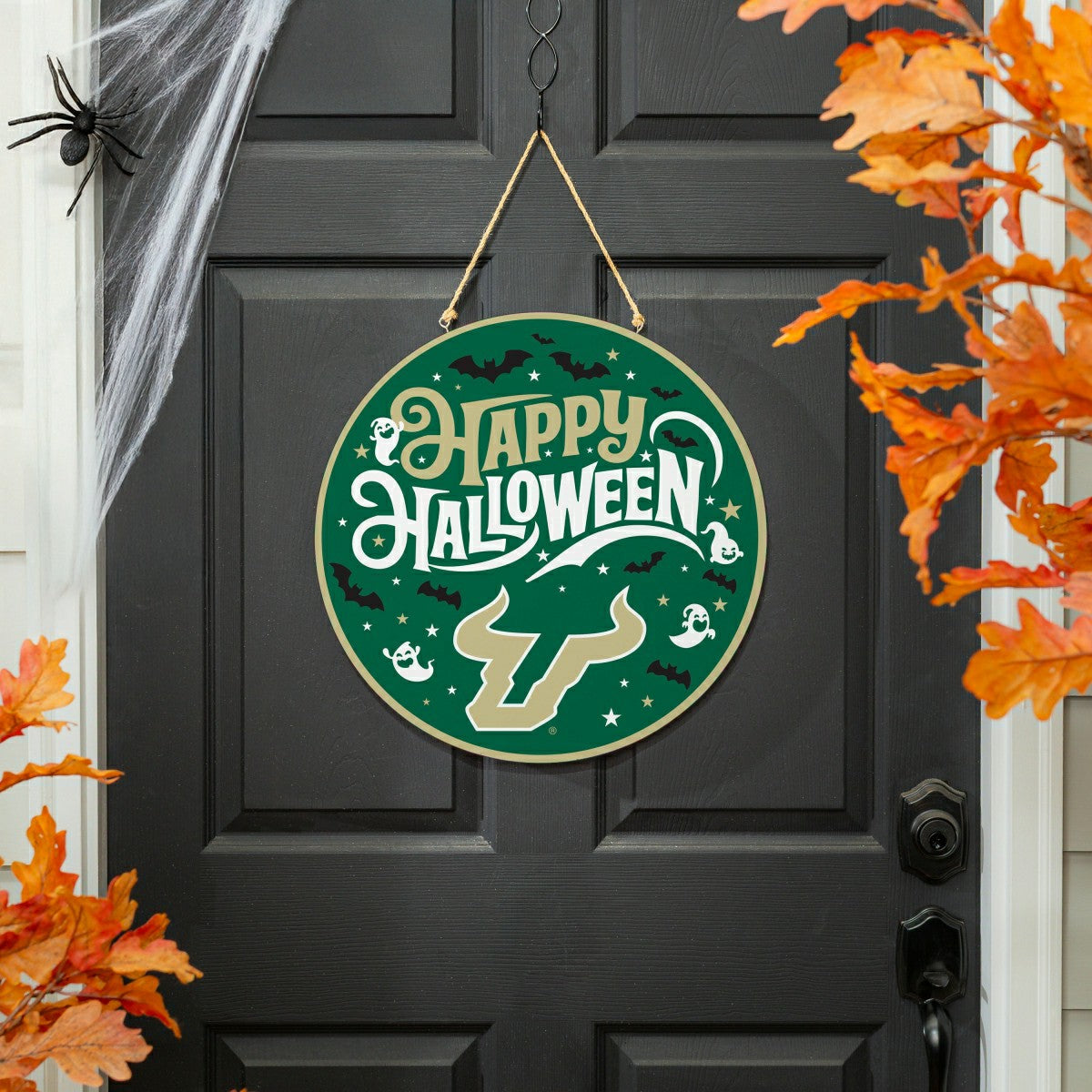 Team Sports America Recommended - University of South Florida Halloween Round Door Décor with Hanging Ro