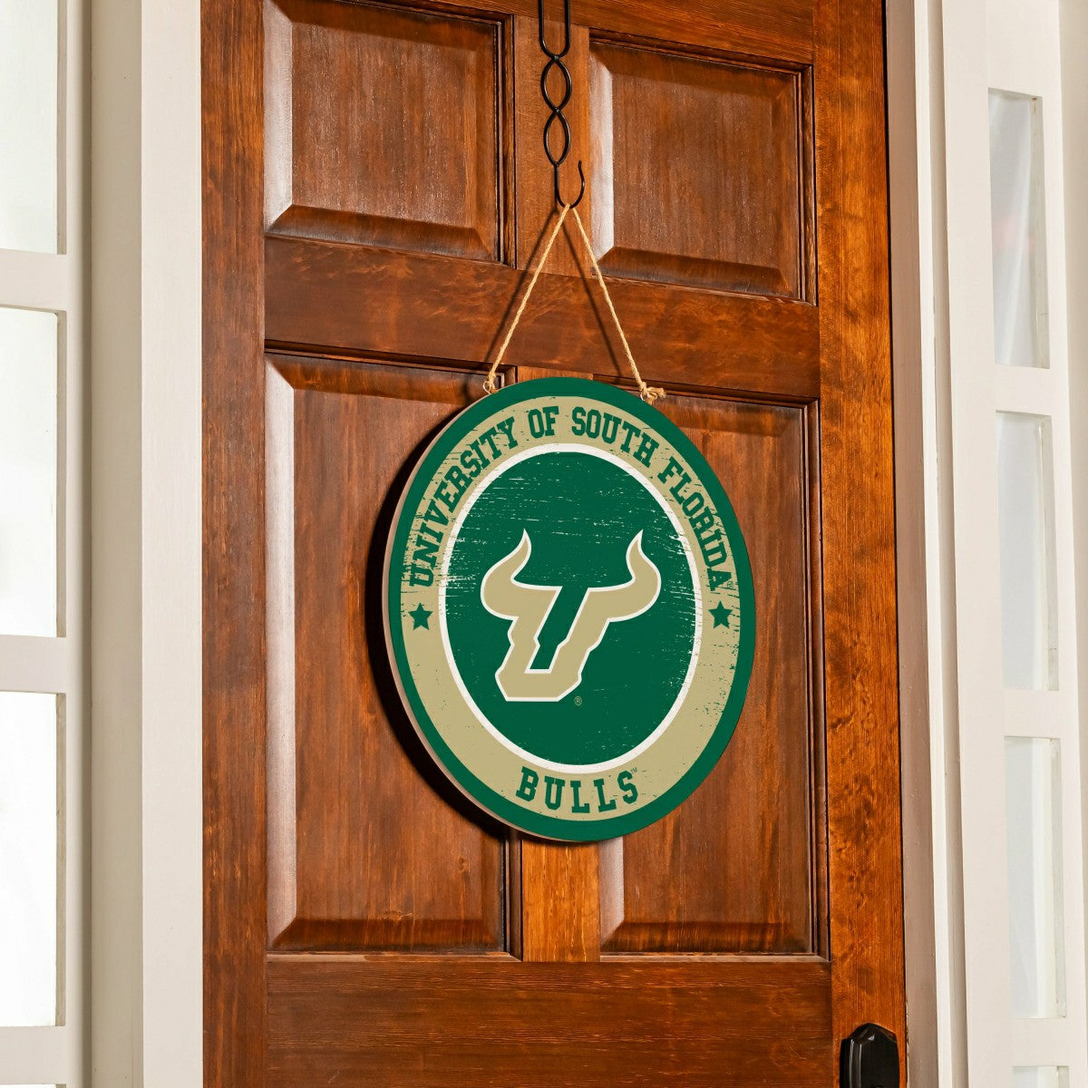 Team Sports America Trending - University of South Florida Round Door Décor with Hanging Rope, 18x18