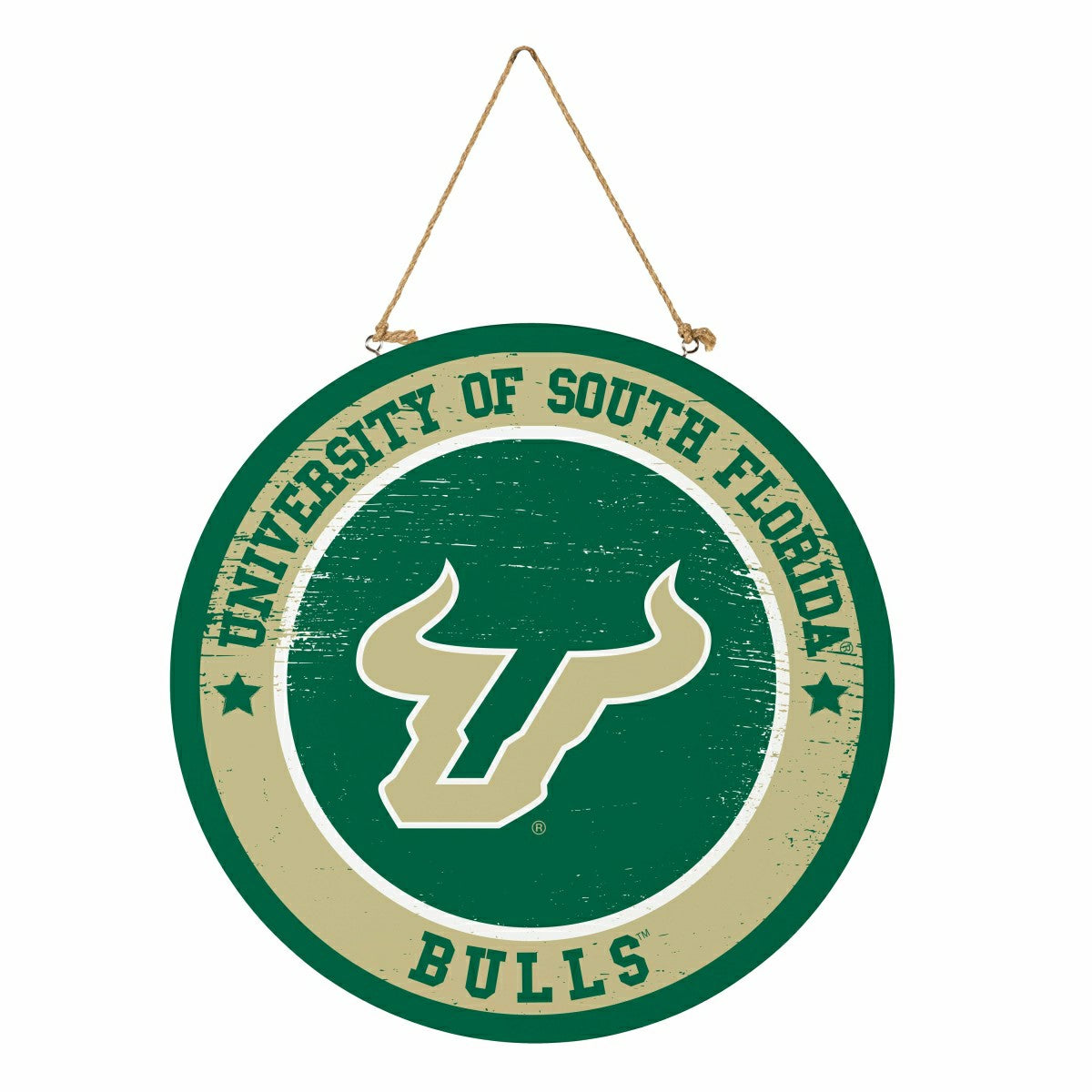 Team Sports America Trending - University of South Florida Round Door Décor with Hanging Rope, 18x18