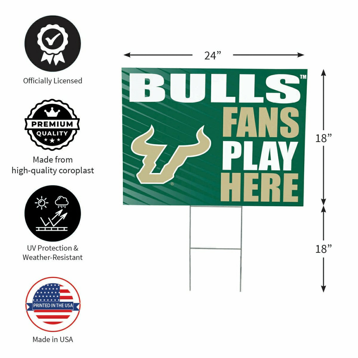 Team Sports America Value - University of South Florida Coroplast Yard Sign "Fans Play Here"