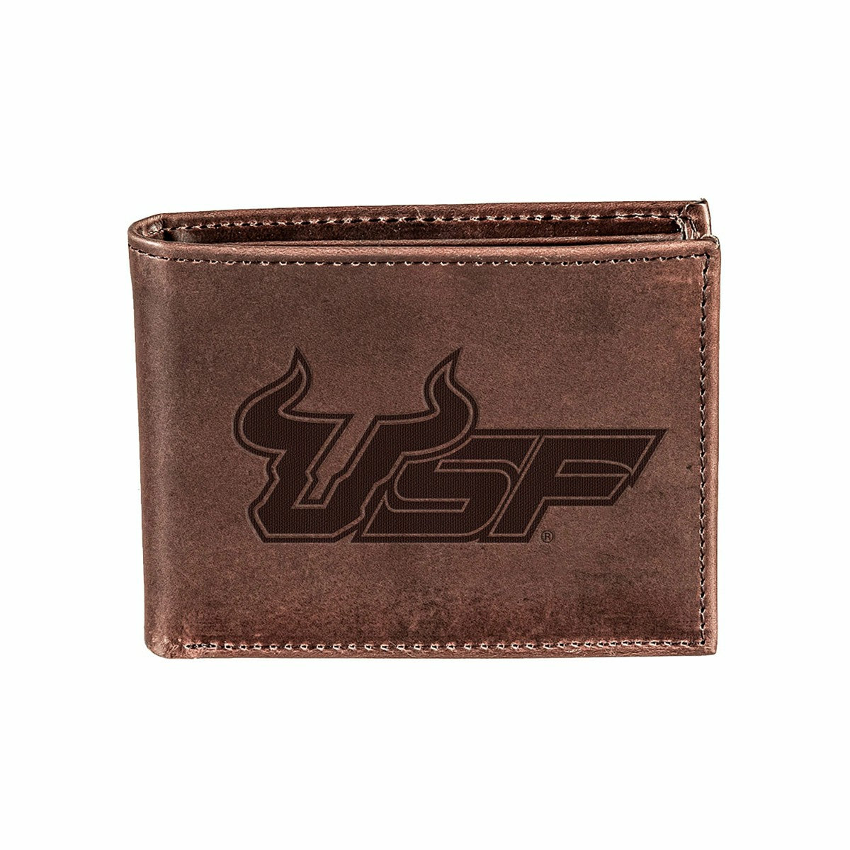 Team Sports America Classic - South Florida University , Bi-Fold Wallet, Brown, CH, 100% Genuine Lea