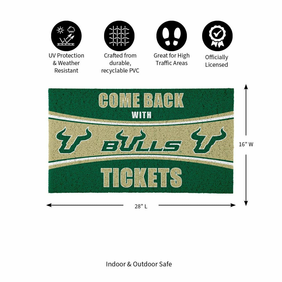 Team Sports America Everyday - 28" x 16" PVC Trapper Mat, Come Back with Tickets, University of South