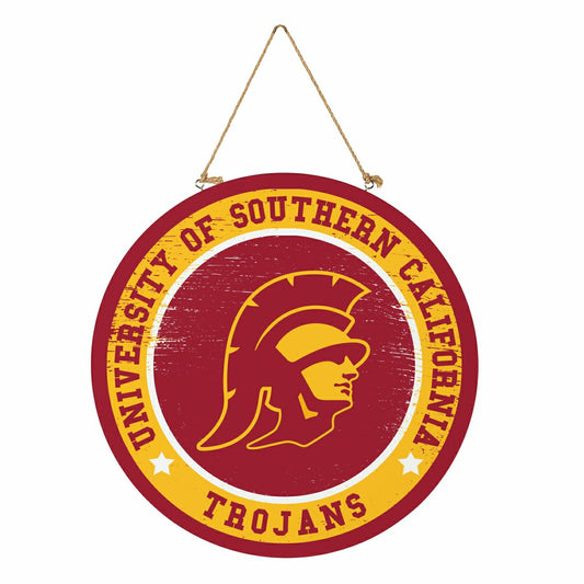 Team Sports America Essential - University of Southern California Round Door Décor with Hanging Rope,