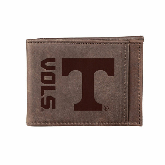 Team Sports America Recommended - Front Pocket Wallet w/ RFID Blocking, University of Tennessee, Brown