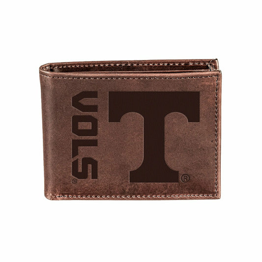 Team Sports America Signature - University of Tennessee, Bi-Fold Wallet, Brown, CH, 100% Genuine Leath