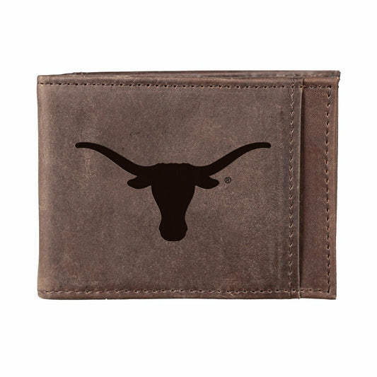 Team Sports America Recommended - Front Pocket Wallet w/ RFID Blocking, University of Texas, Brown