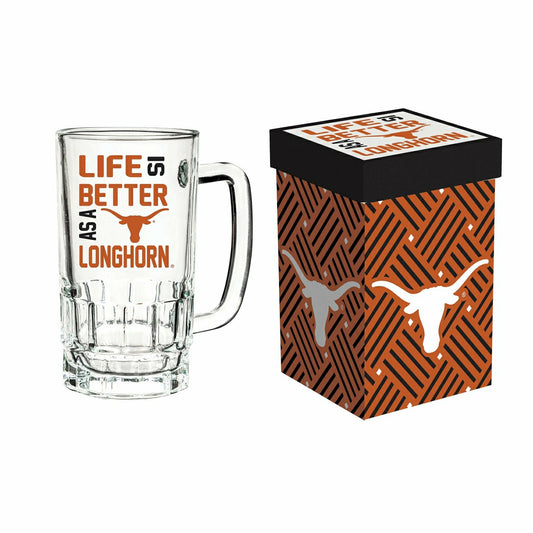Team Sports America Exclusive - Glass Tankard Cup, with Gift Box, University of Texas