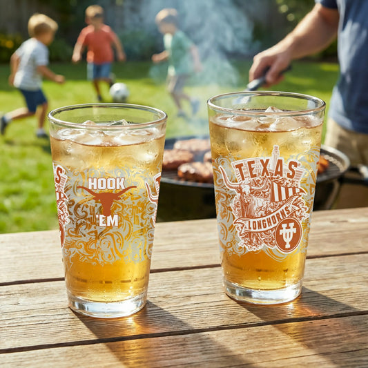 Team Sports America Everyday - University of Texas 16oz Glass pint, Set of 2
