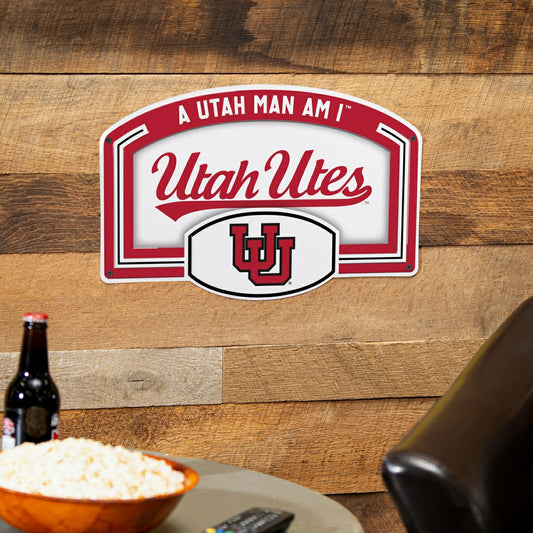 Team Sports America Signature - University of Utah USA Embossed Steel Wall Sign, 11" x 17"