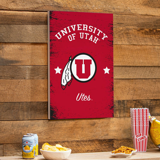 Team Sports America Everyday - University of Utah Wood Wall Sign, 16x24